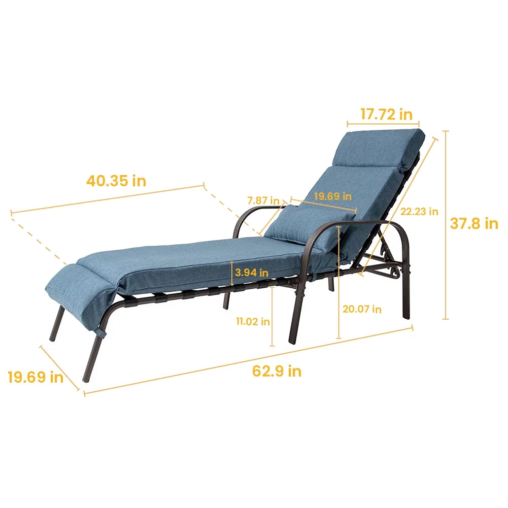 Blue Outdoor Steel Recliner Chaise Lounge Q451