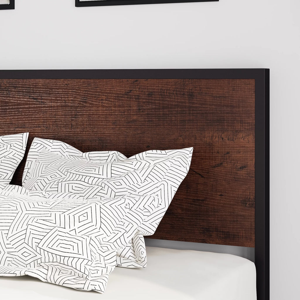Queen Size Black Oak Headboard Bed Frame C454351