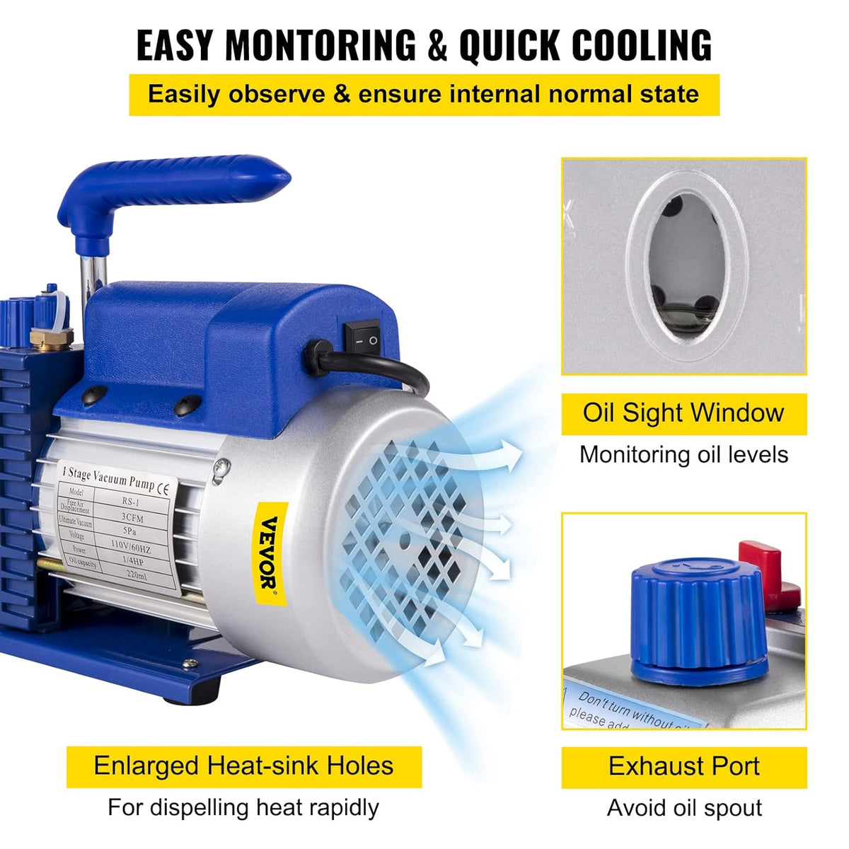 3CFM Single Stage 1/4HP Vacuum Pump with 1 Gallon Vacuum Degassing Chamber M28603