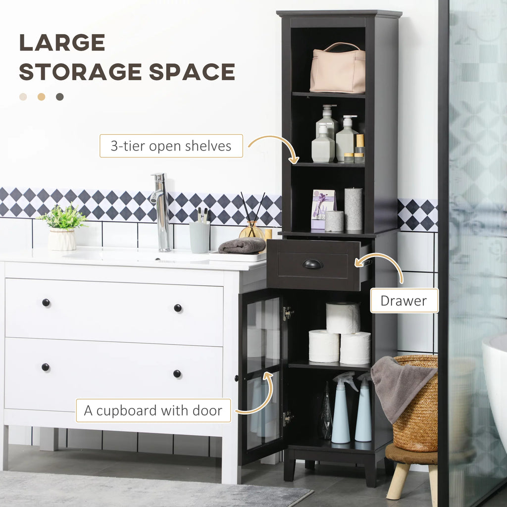 Slim Bathroom Storage Cabinet with Door & Shelves X46331