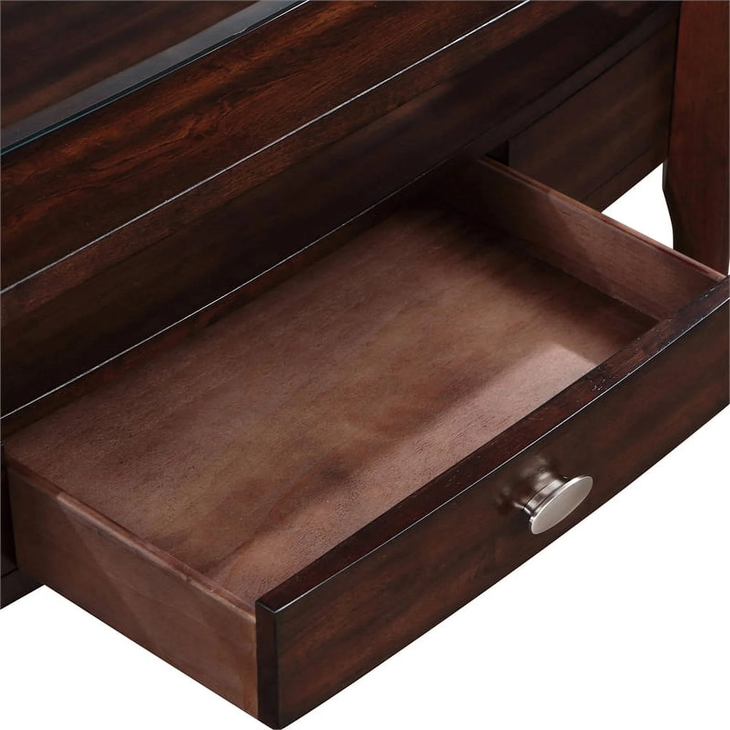 2-Piece Wood Storage Coffee Table Set in Dark Walnut O754984