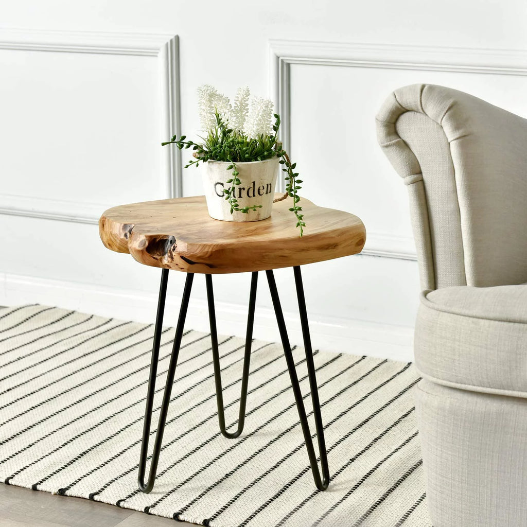 Live Edge Side Table with Hairpin Legs Q3235