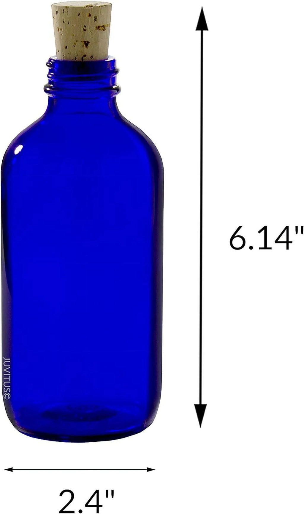 8 Oz Cobalt Blue Glass Bottle with Cork Stopper 4 Pack N732025