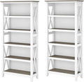 Pure White and Shiplap Gray 5 Shelf Bookcase Set Q57850