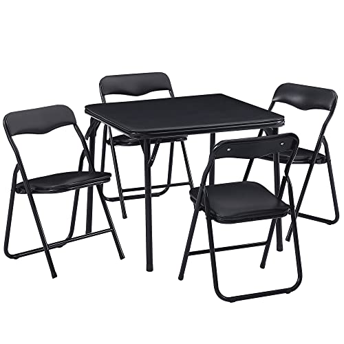 Kids Folding Activity Table and Chairs 5 Piece Set Black Y5819