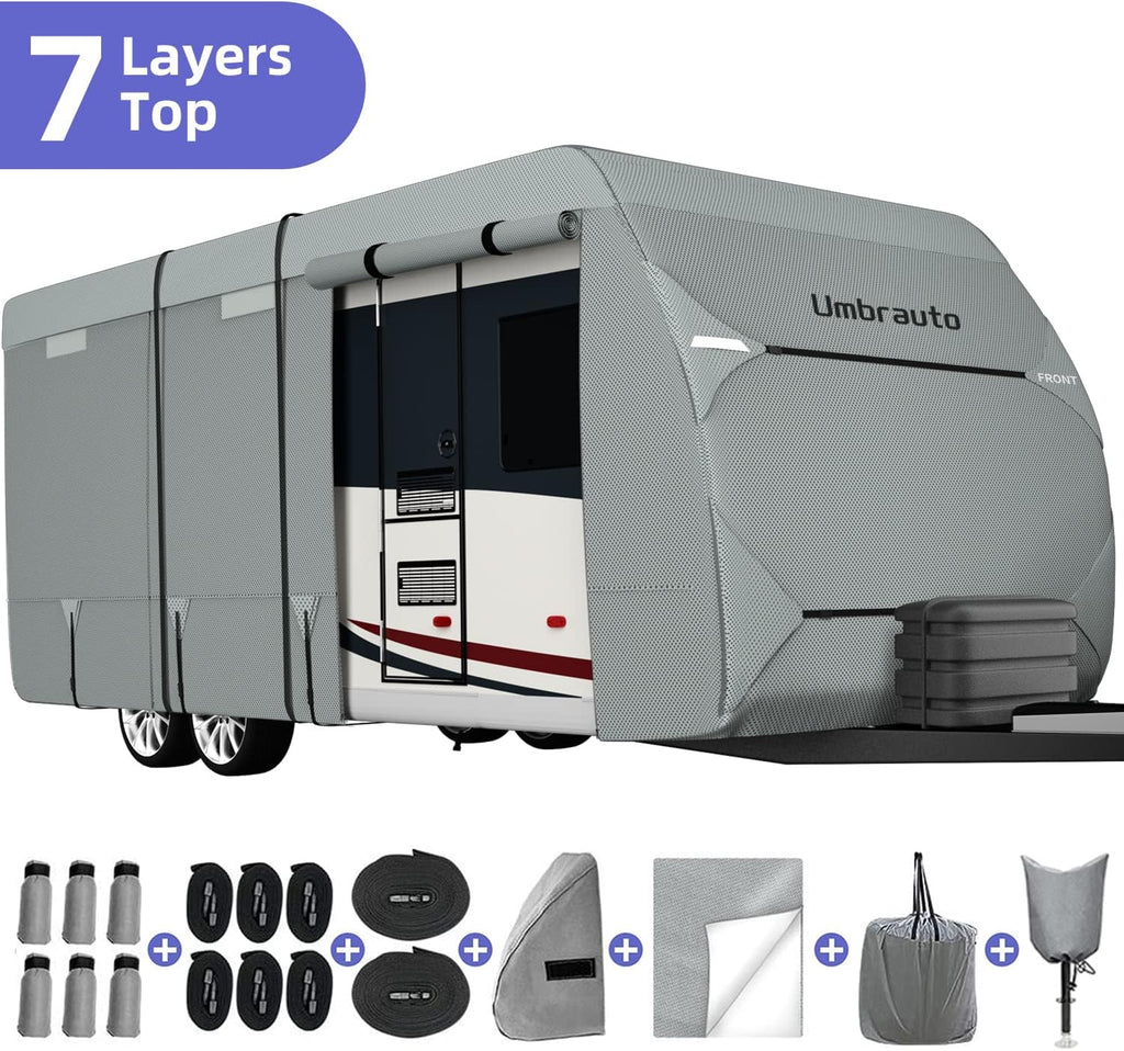 7 Layers Windproof Travel Trailer Cover with Tongue Jack Cover D676901