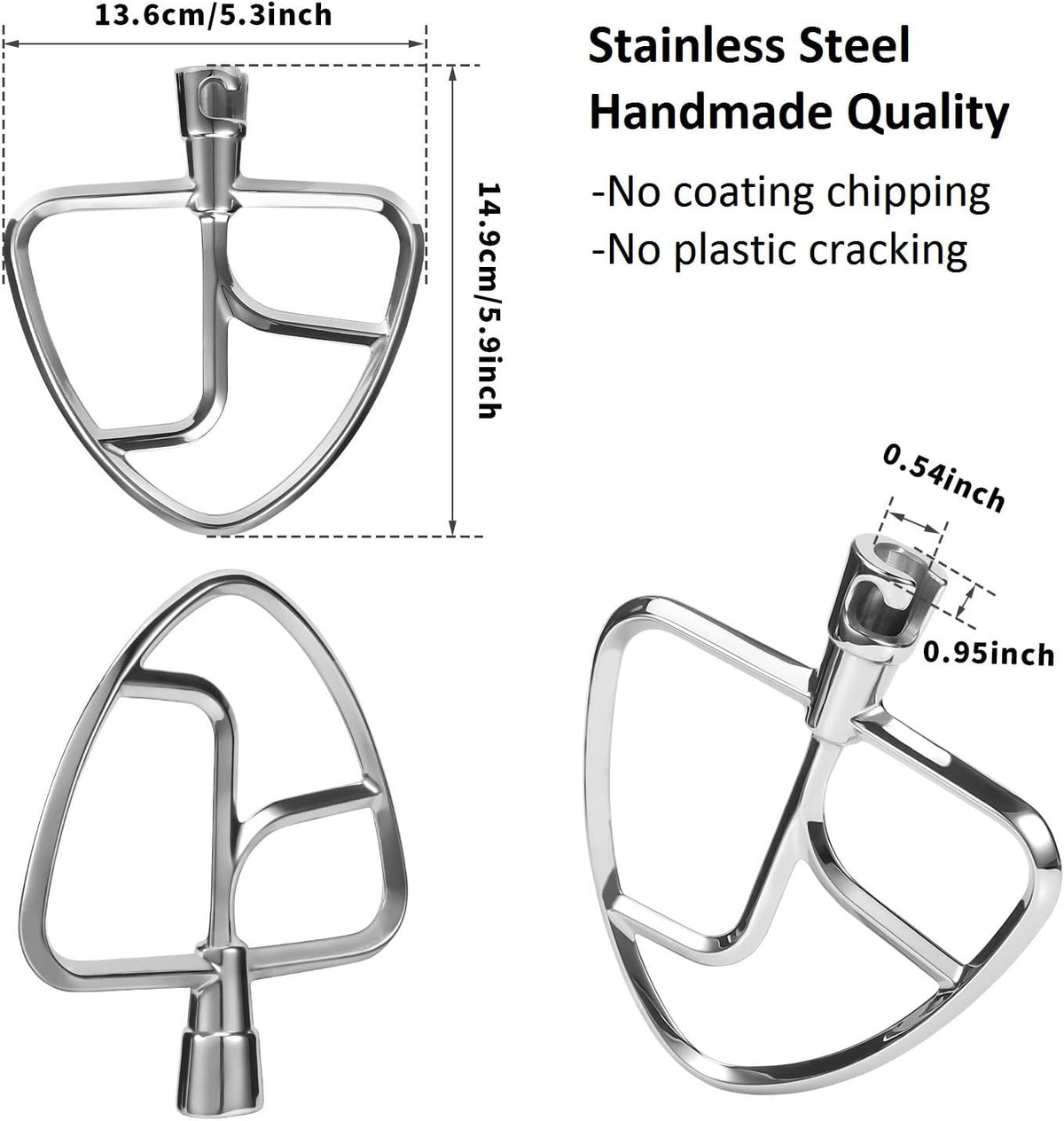 Stainless Steel Flat Beater for KitchenAid Tilt-head & 4.5-5 Qt Mixers U817