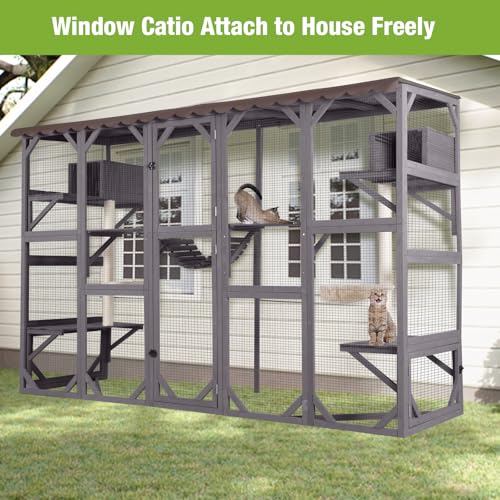 Outdoor Wooden Cat Enclosure with Scratching Posts Z331