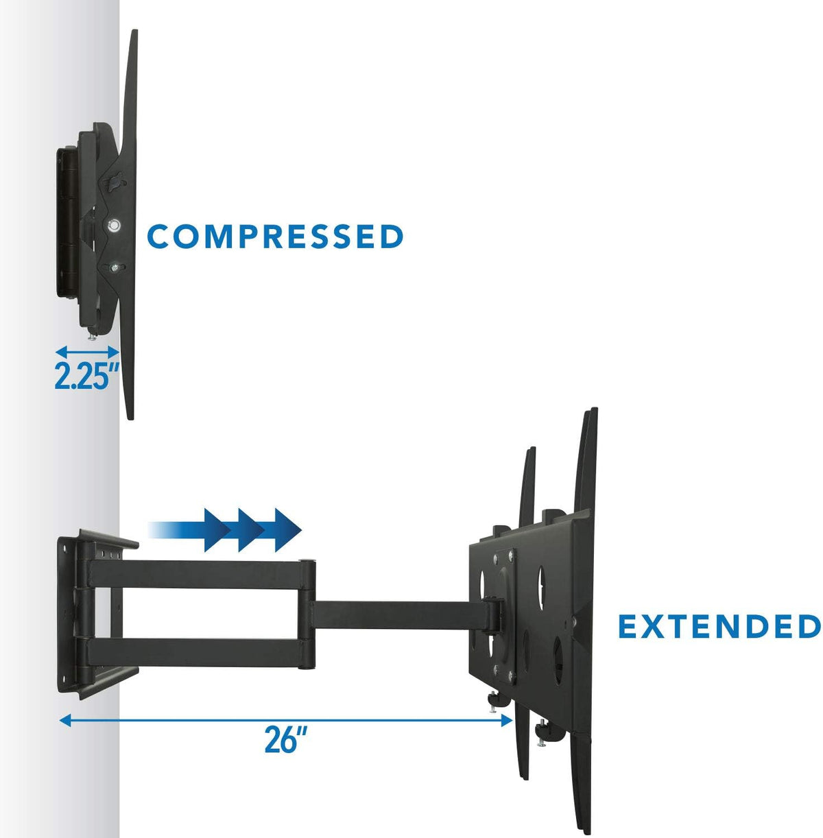 Full Motion TV Mount for 32-60 Flat Screens Black F123