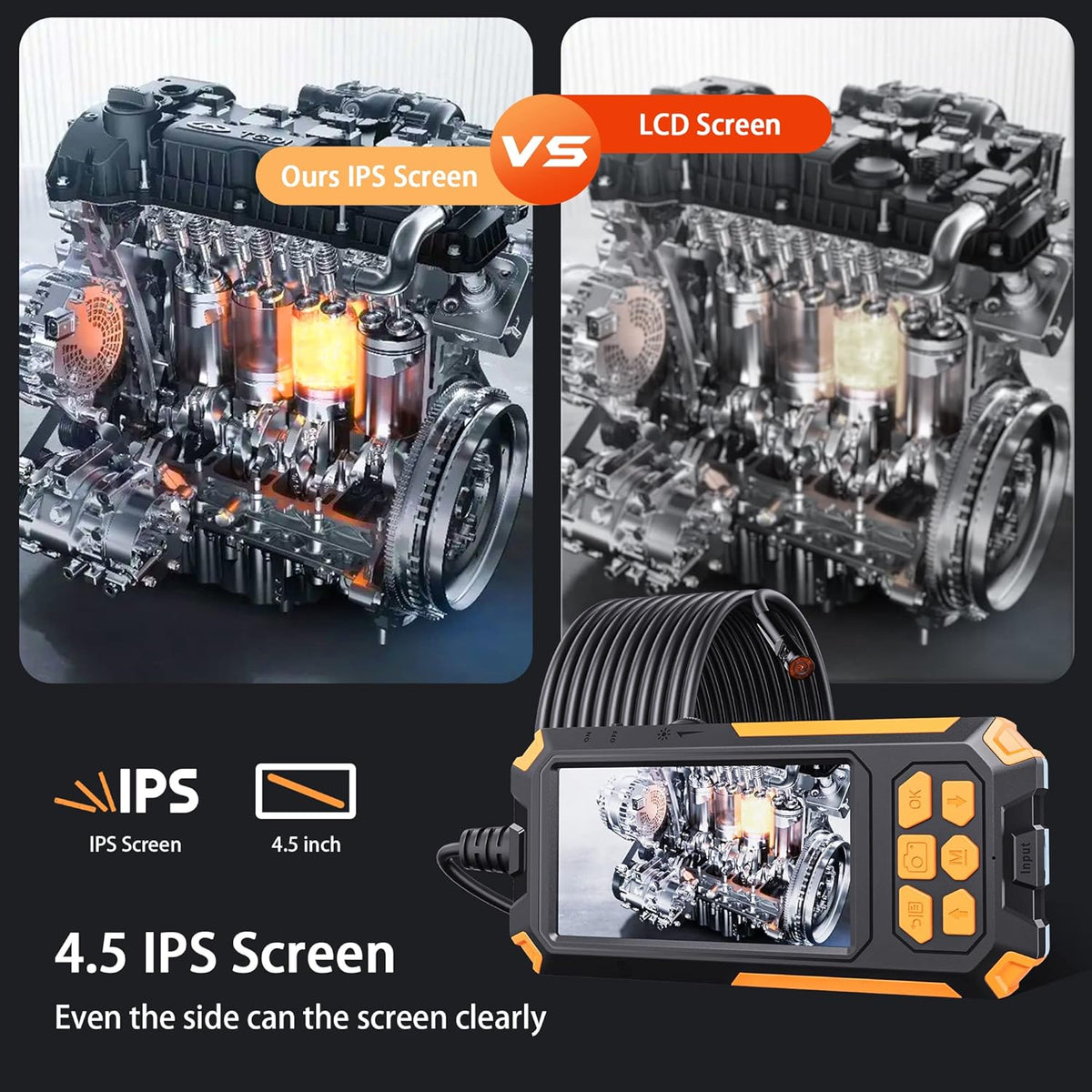 7.9mm 1080P Dual Lens Borescope Endoscope Camera with 4.5 IPS Screen Z52702