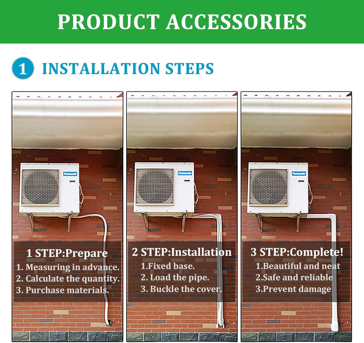 16.5Ft PVC Line Set Cover Kit for Ductless Mini Split Air Conditioners H17972