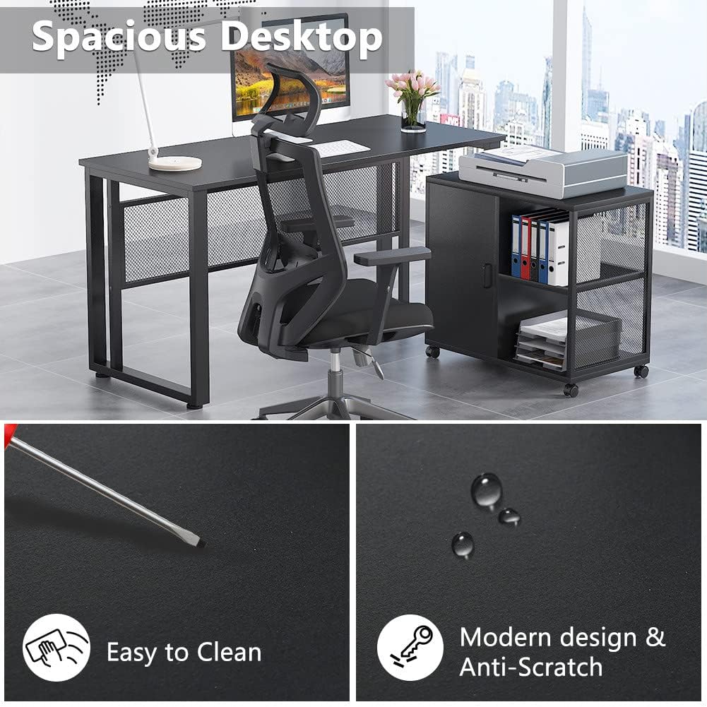 L-Shaped Computer Desk with File Cabinet Q94754