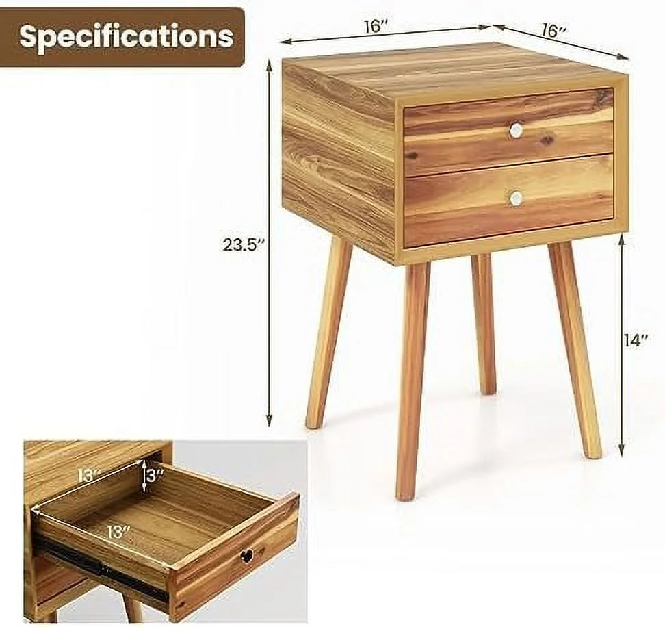 White 2 Drawer Wooden Nightstand C758666