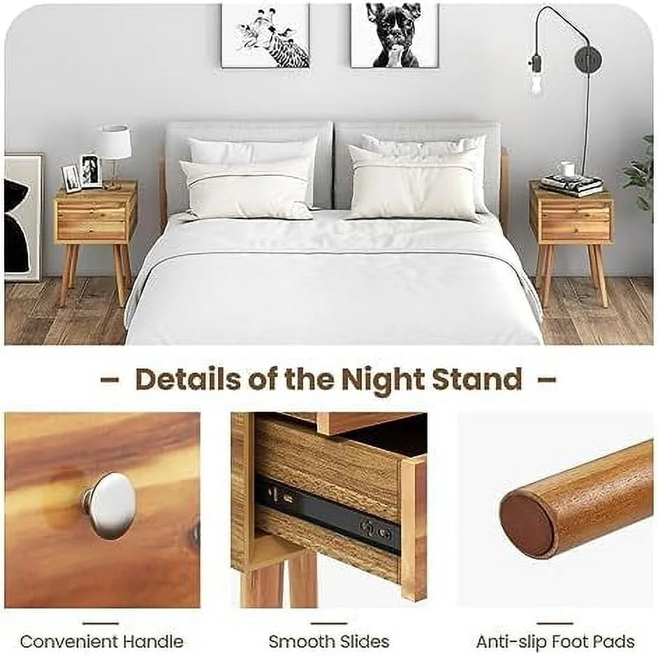 White 2 Drawer Wooden Nightstand C758666