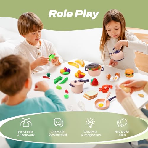 51 Pc Mini Play Kitchen Accessories Playset with Pots Pans Utensils K627