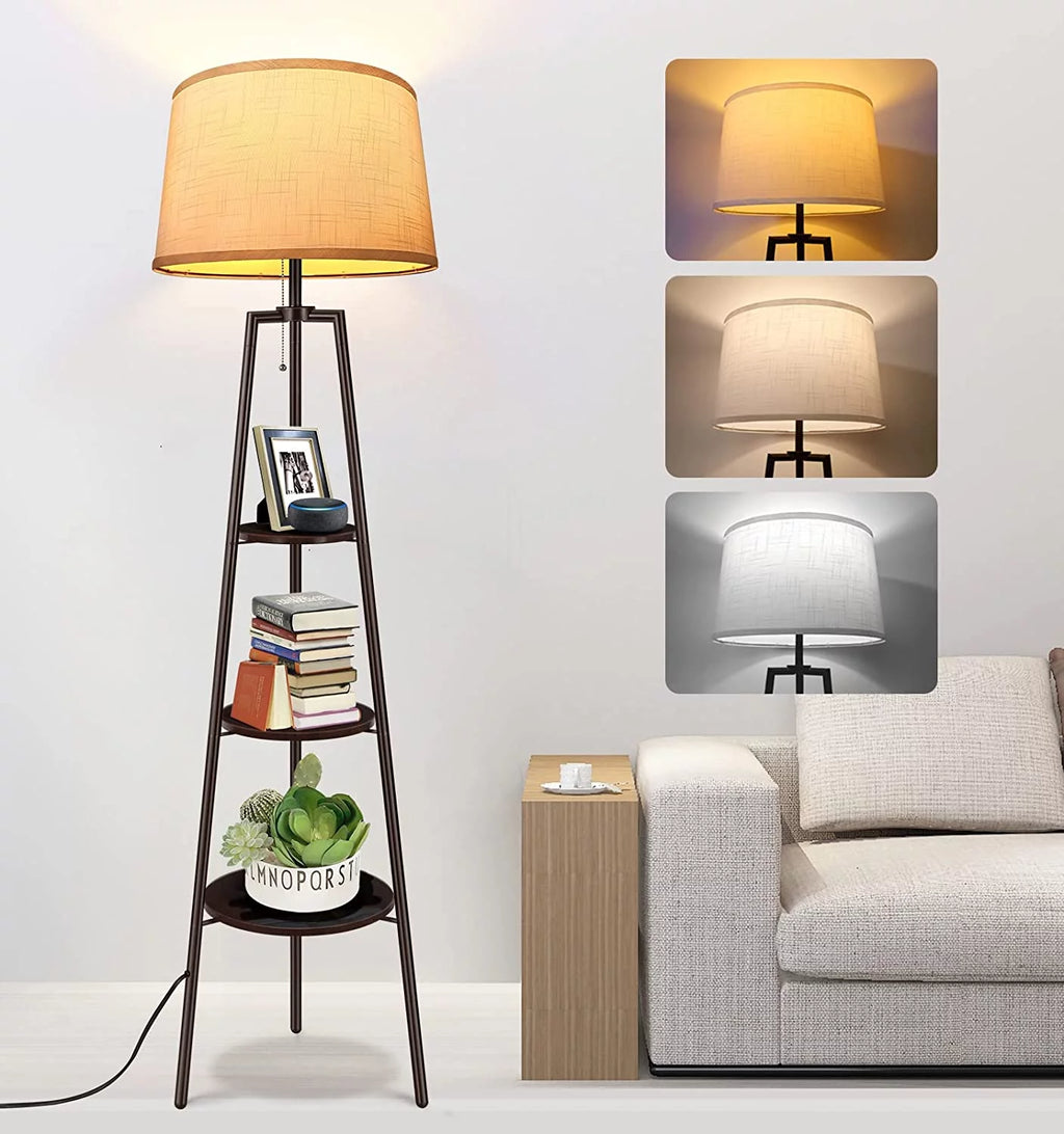 Black Tripod Floor Lamp with Shelves E5477