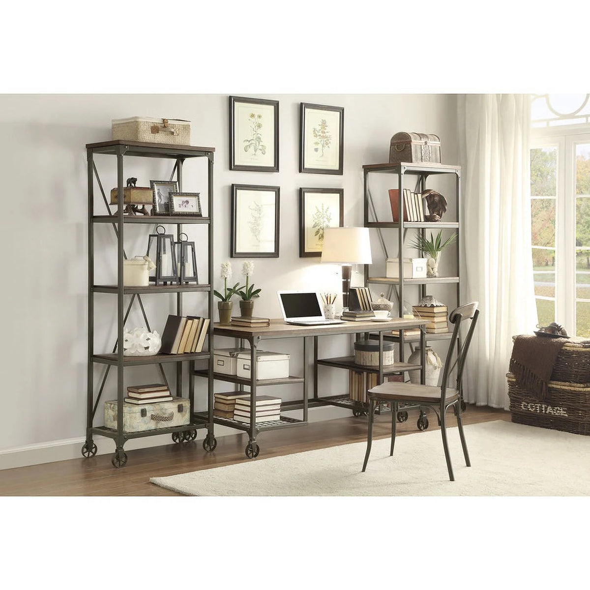 Metal Writing Desk in Pine Z162022