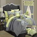 Grey Paisley Print 20 Pieces Comforter Bed In A Bag Set King I63667