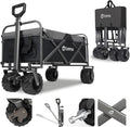 Red Collapsible Folding Wagon Cart with Brake, All Terrain Wheels V4810
