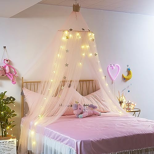 Blue Round Dome Bed Canopy with Lights G149