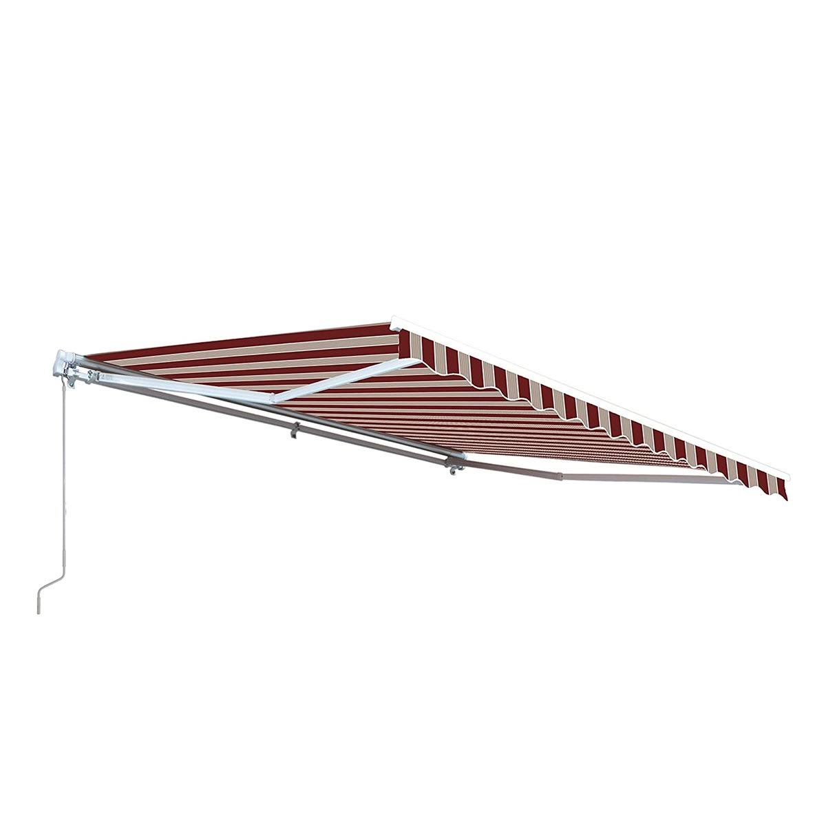 Retractable Motorized Patio Awning, 20 x 10, Multi Stripe Red L99724