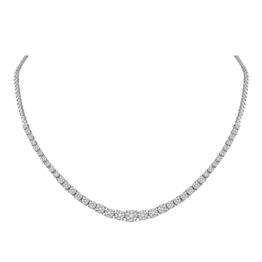 14k White Gold Diamond Tennis Necklace 2-1/3 Ctw B39581