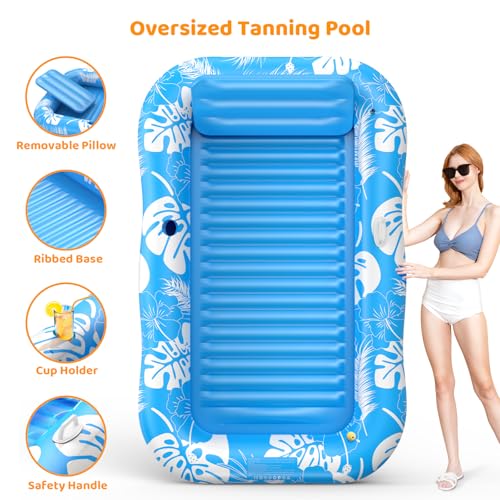 Inflatable Tanning Pool Lounger Float with Sprinkler P6337