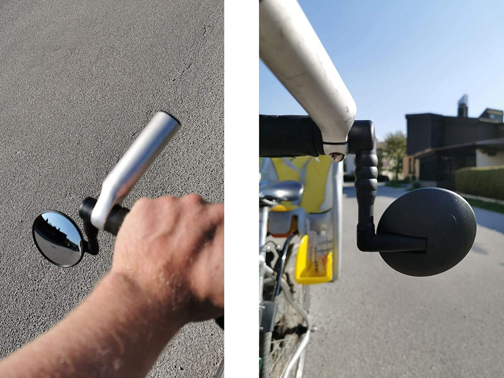 Bike Mirror Rearview, Handlebar Mount Rear View Mirror Wide Angle, Convex Glass, Adjustable Rotation 360° J819