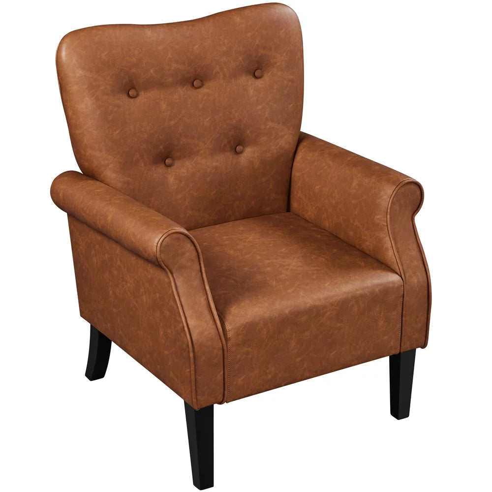 Set of 2 Brown Faux Leather Accent Chair R373