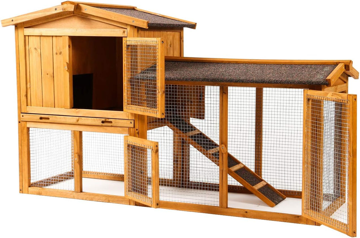 Large Wooden Outdoor Chicken Coop with Removable Tray & Ramp H588