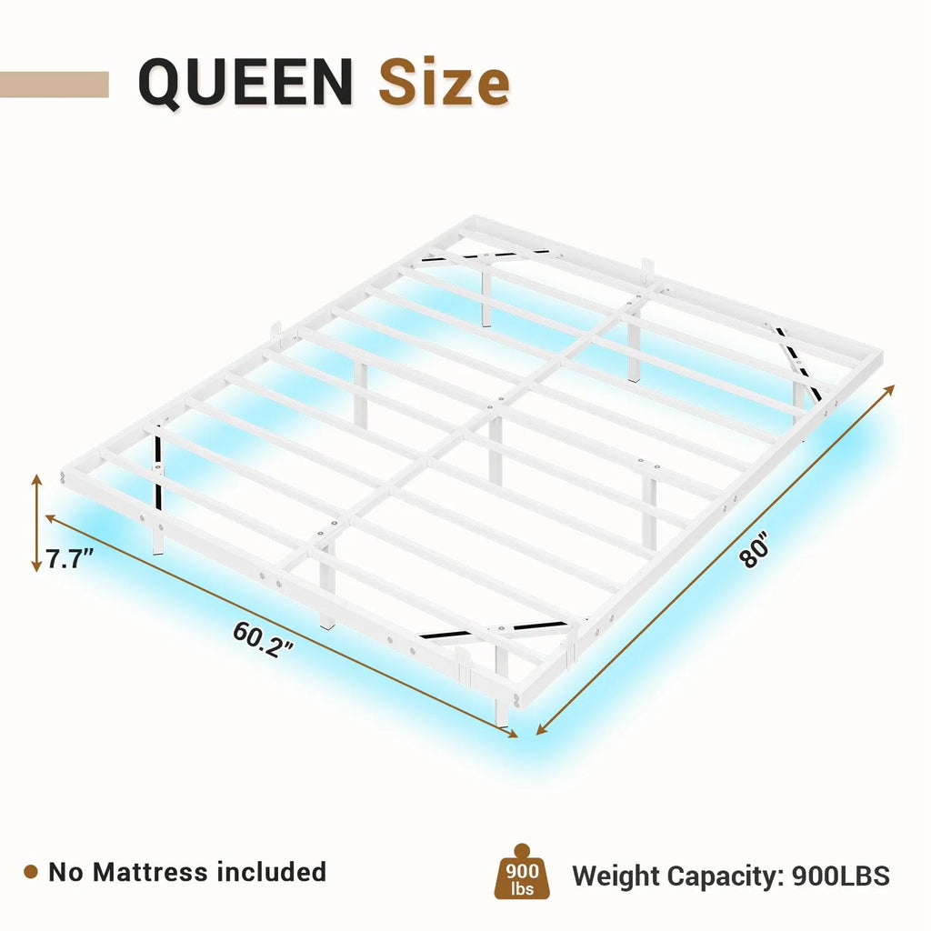 Queen Size Black Metal Platform Bed Frame with LED Lights J19170