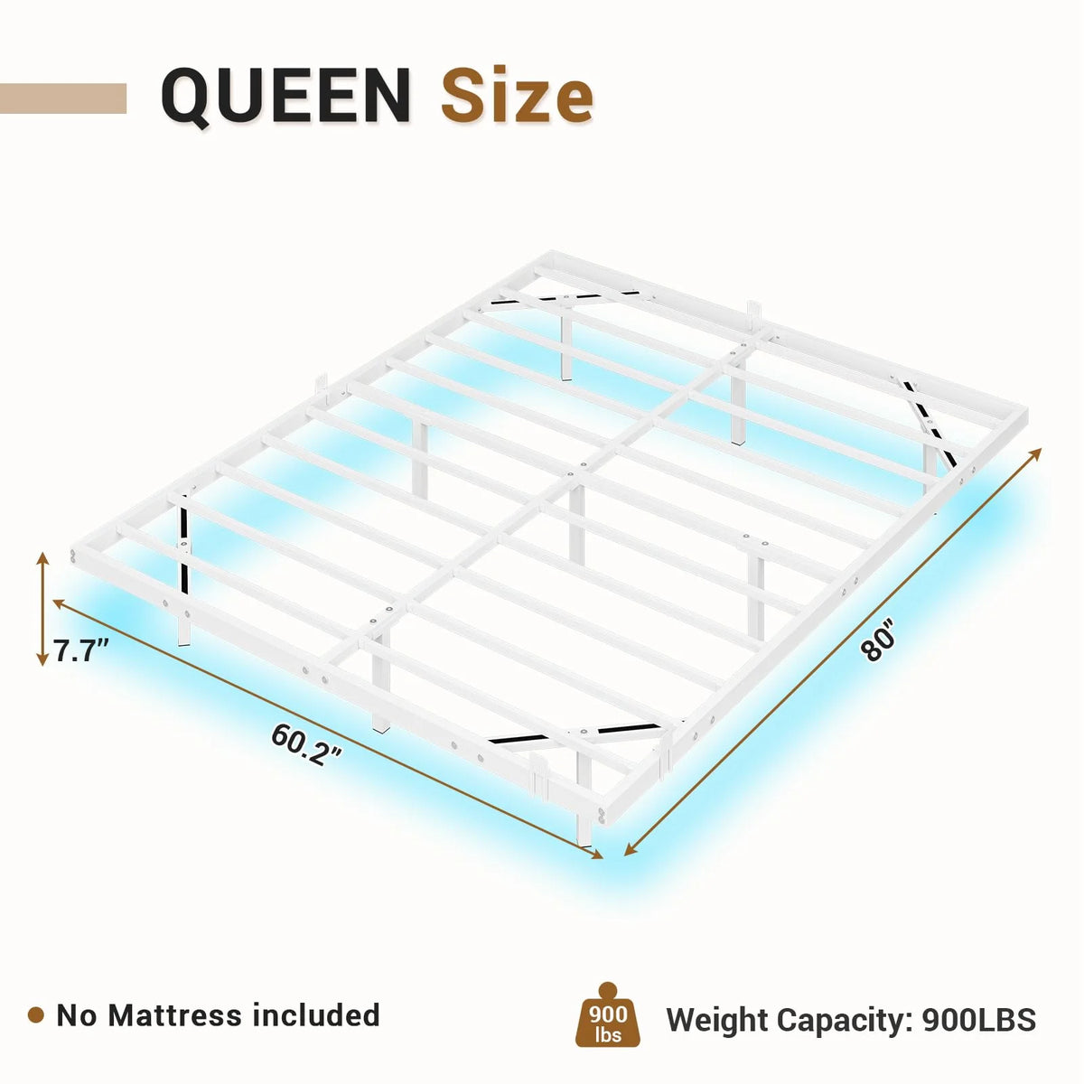 Queen Size Black Metal Platform Bed Frame with LED Lights J19170