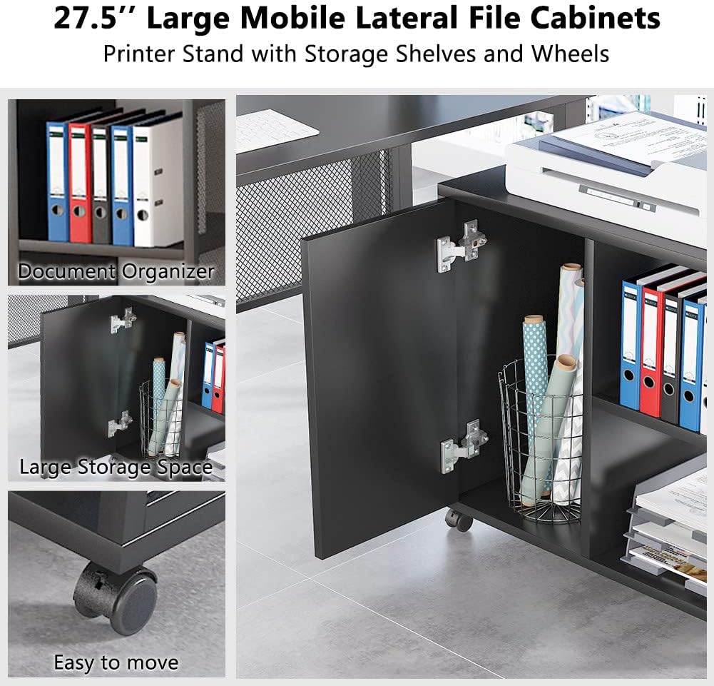 L-Shaped Computer Desk with File Cabinet Q94754