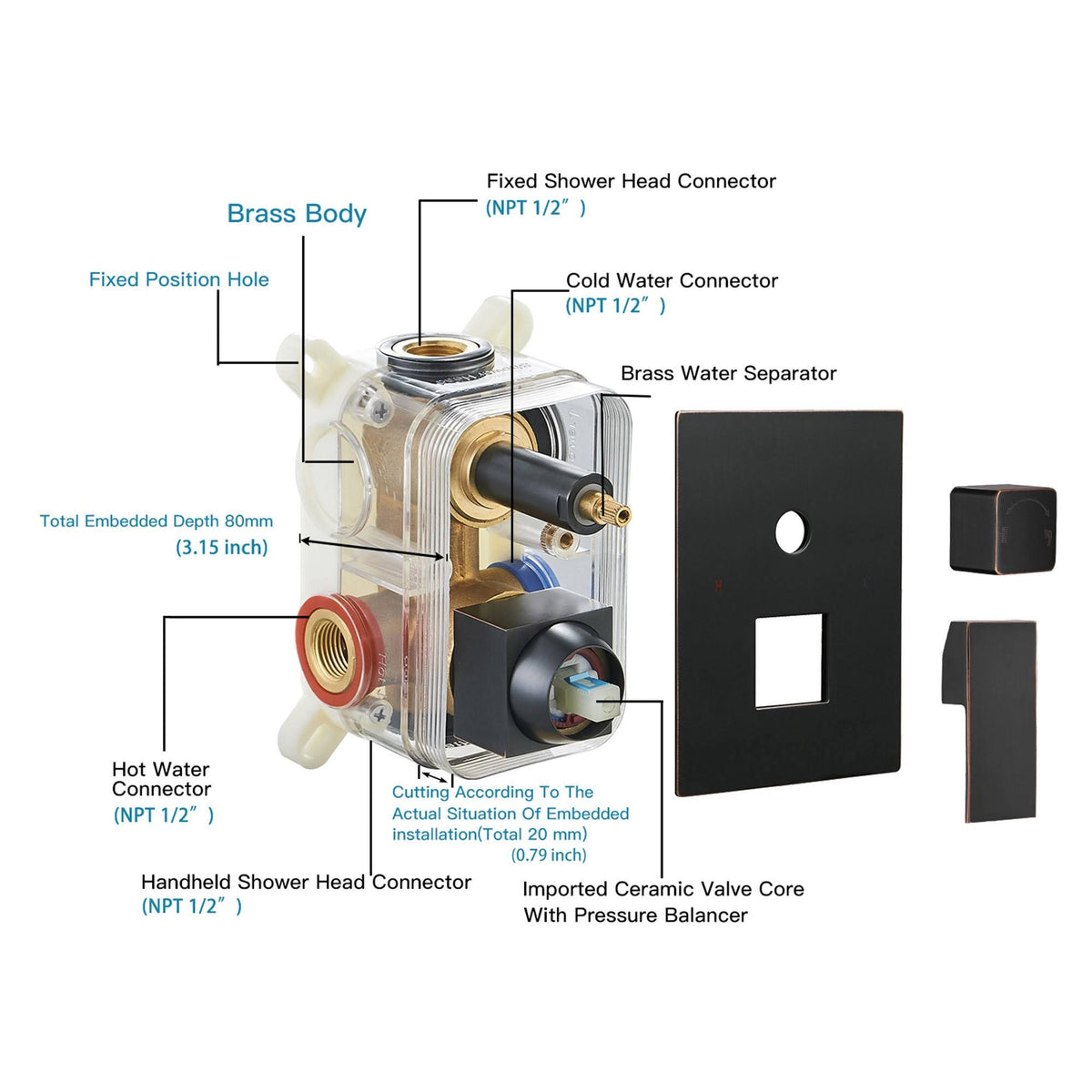 Oil Rubbed Bronze Complete Shower System with Rough-In Valve N501