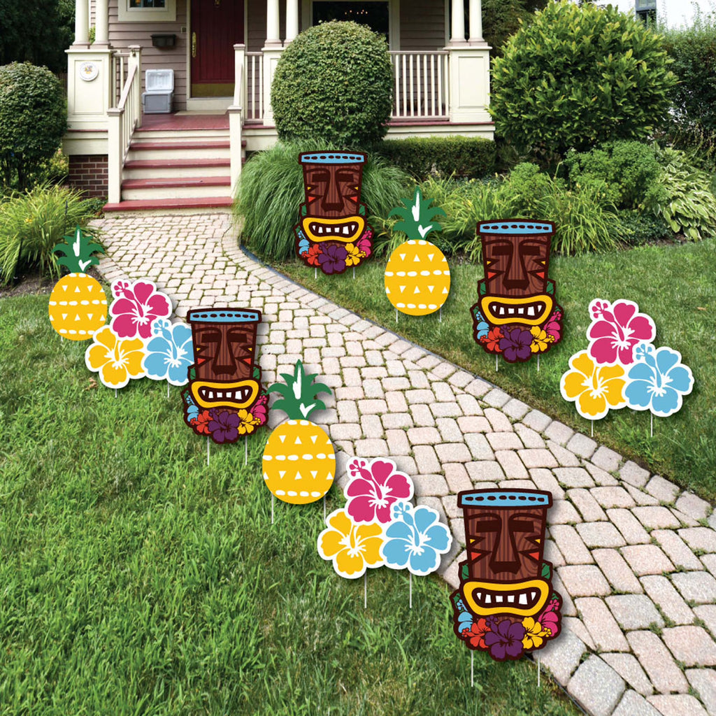 Tiki Luau Lawn Decorations - 10 Piece K491