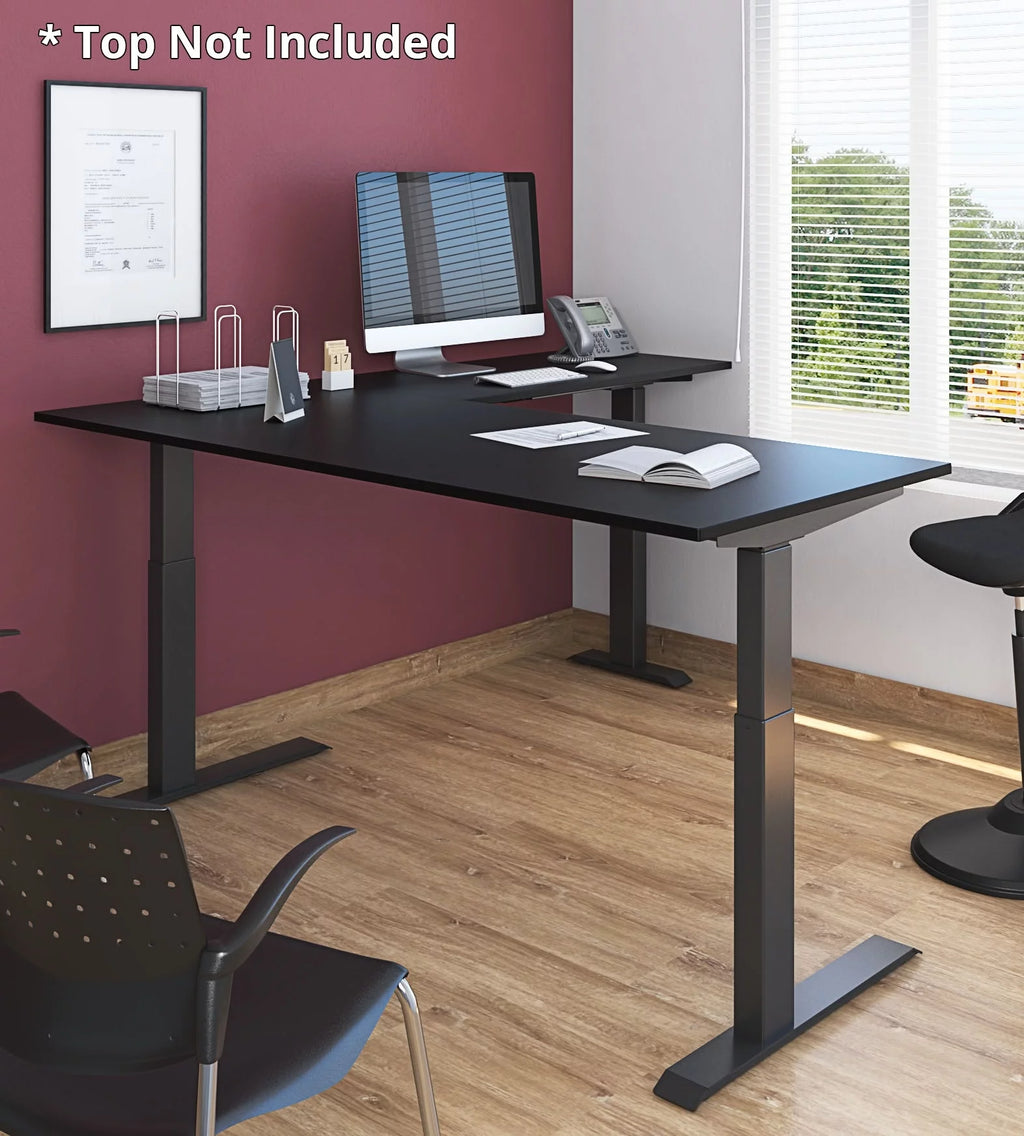 L-Shaped Corner Standing Desk with Adjustable Width, White Frame Only J123618