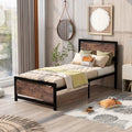 Black Twin Size Metal and Wood Platform Bed T7787