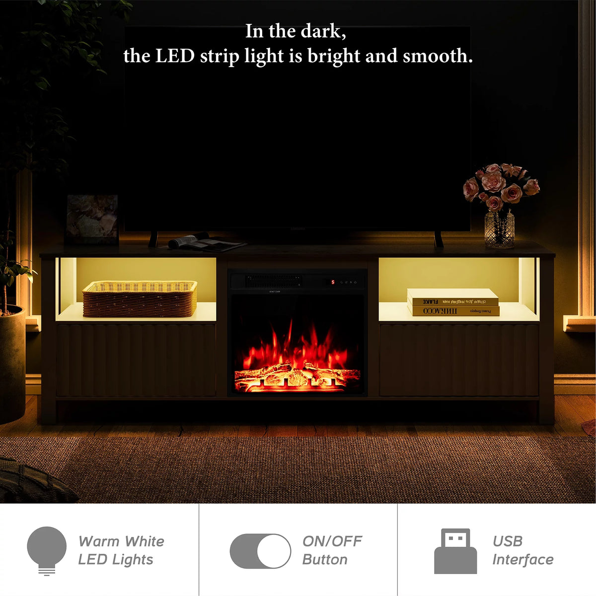 White Fireplace TV Stand up to 80 Inch H44452