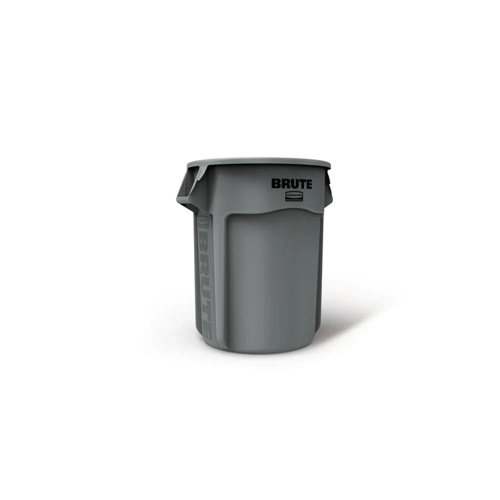 55 gal. Gray Round Vented Trash Can with Lid J76181