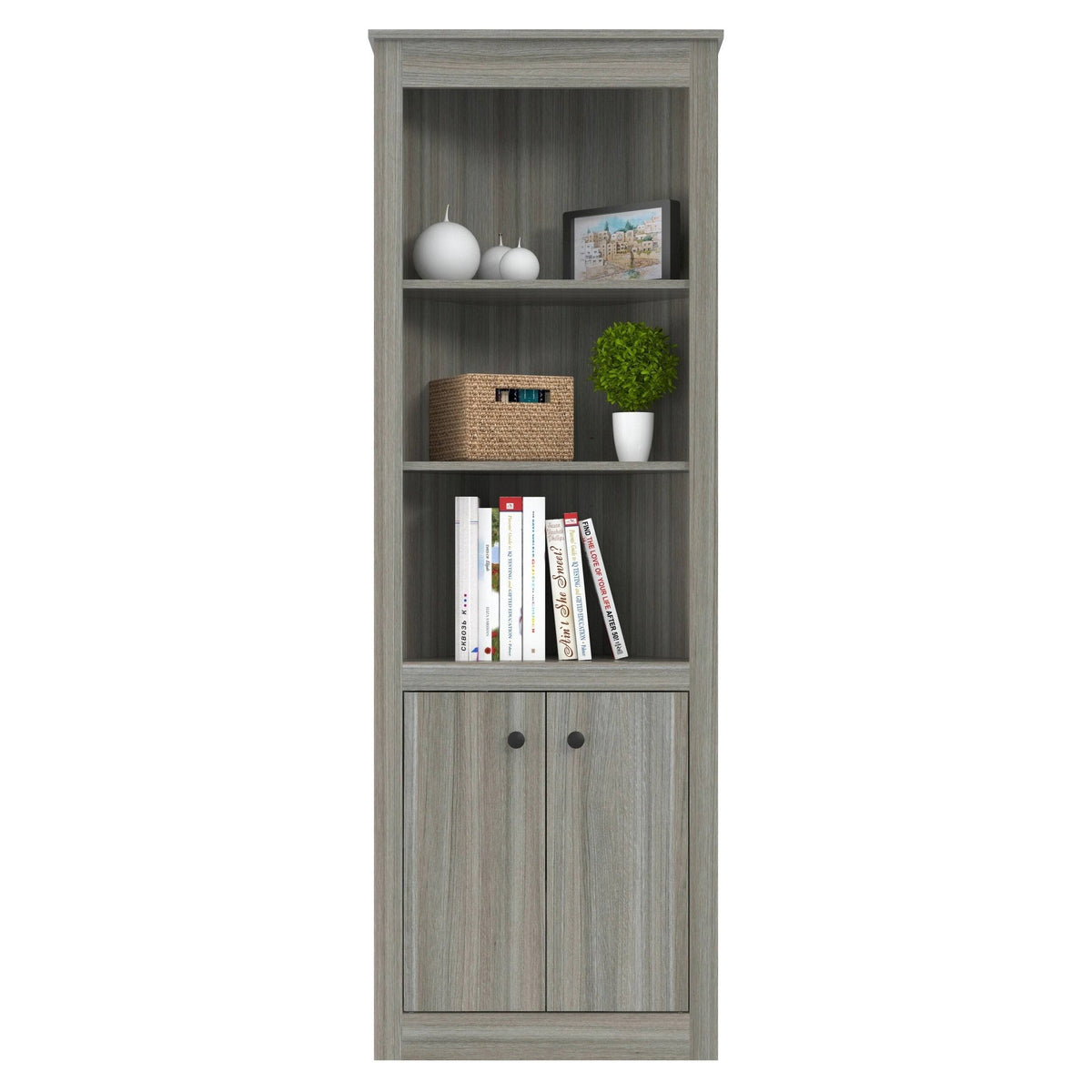 Smoked Oak Corner Bookcase V97133