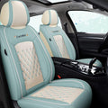 Wine Red-White Water Proof PU Leather Car Seat Covers Full Set I901210