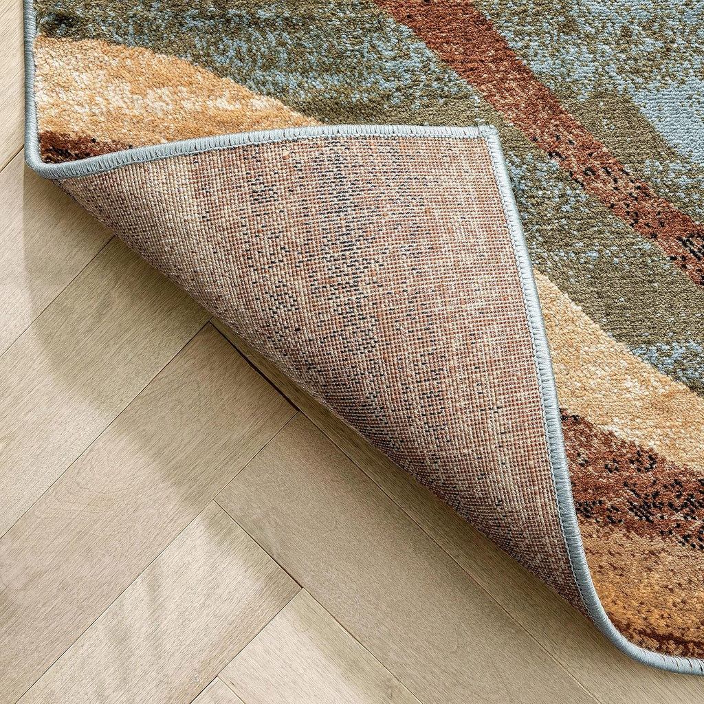 Blue Brown Geometric Area Rug 8x10 I962544