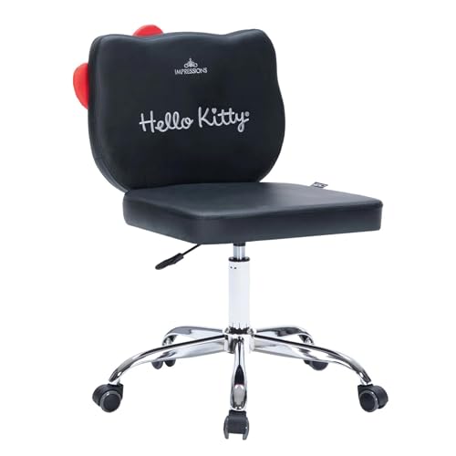 Black Adjustable Height Swivel Vanity Chair with Wheels L835979