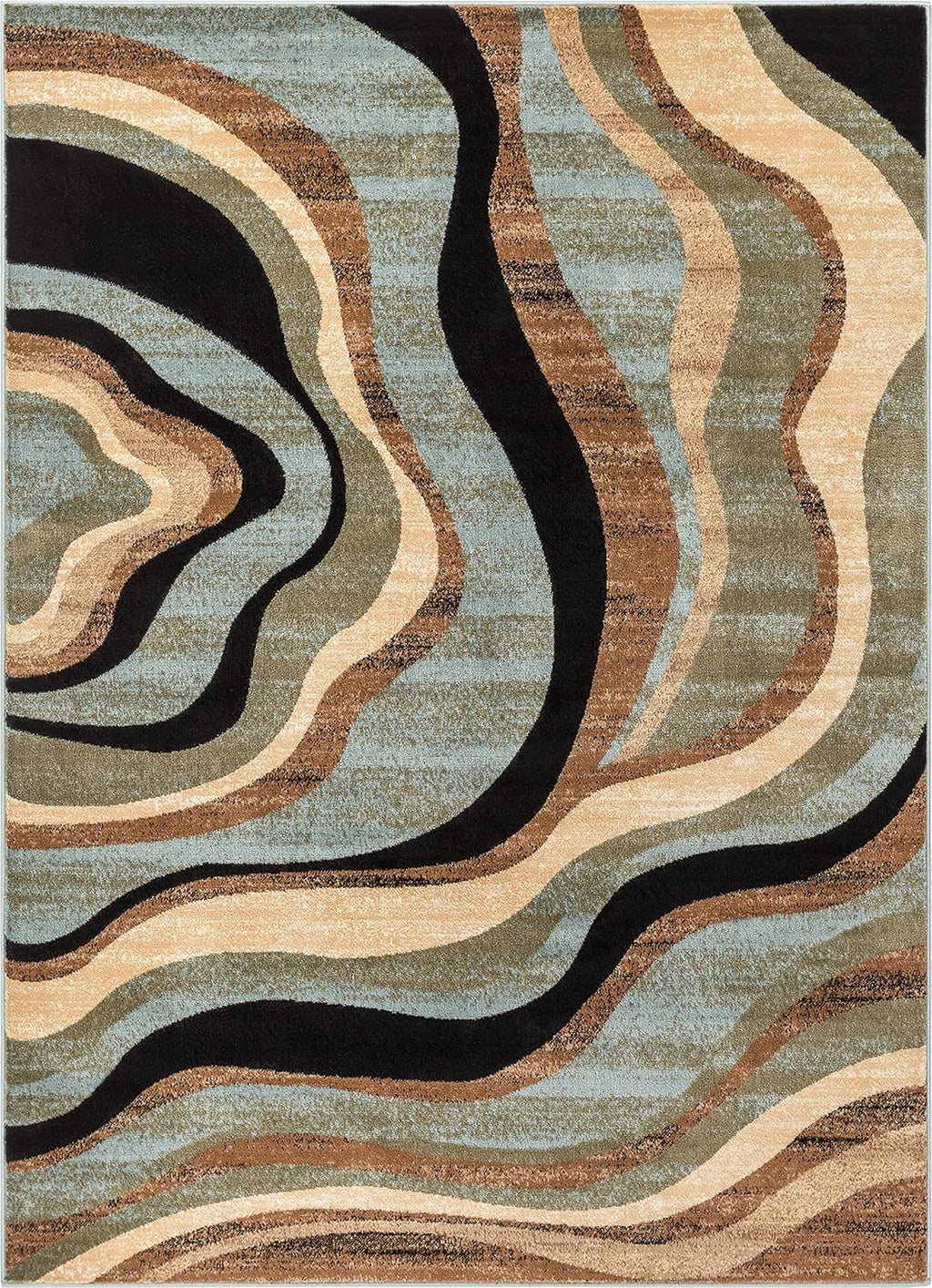 Blue Brown Geometric Area Rug 8x10 I962544