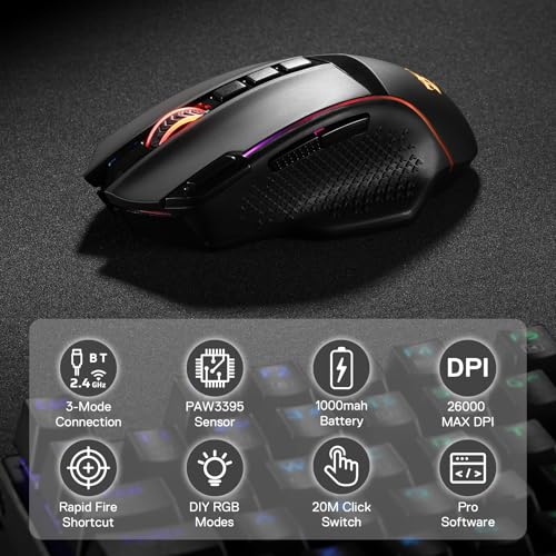 Wireless Gaming Mouse with 10000 DPI and 8 Macro Buttons F29309