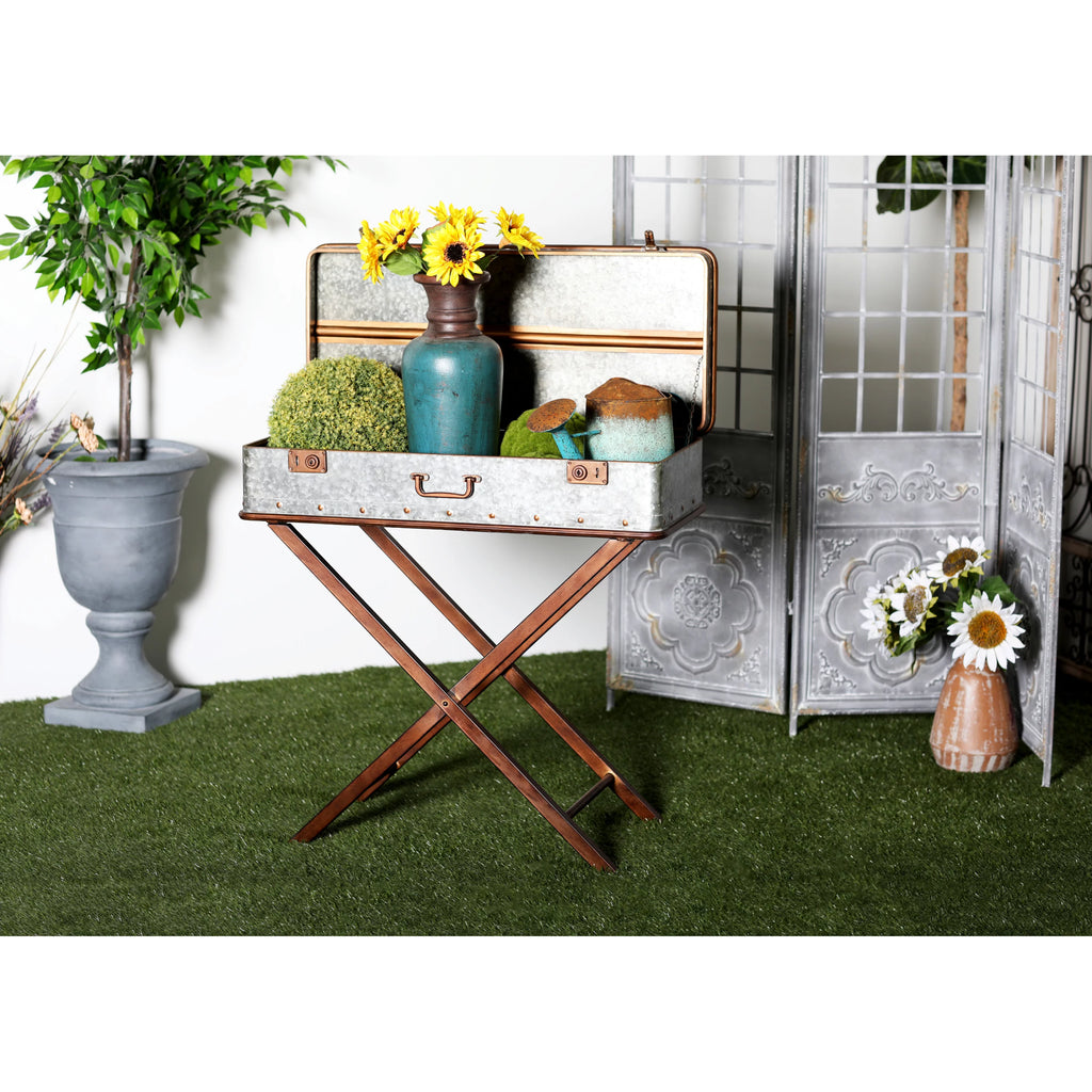 32" x 32" Gray Metal Accent Table V49649