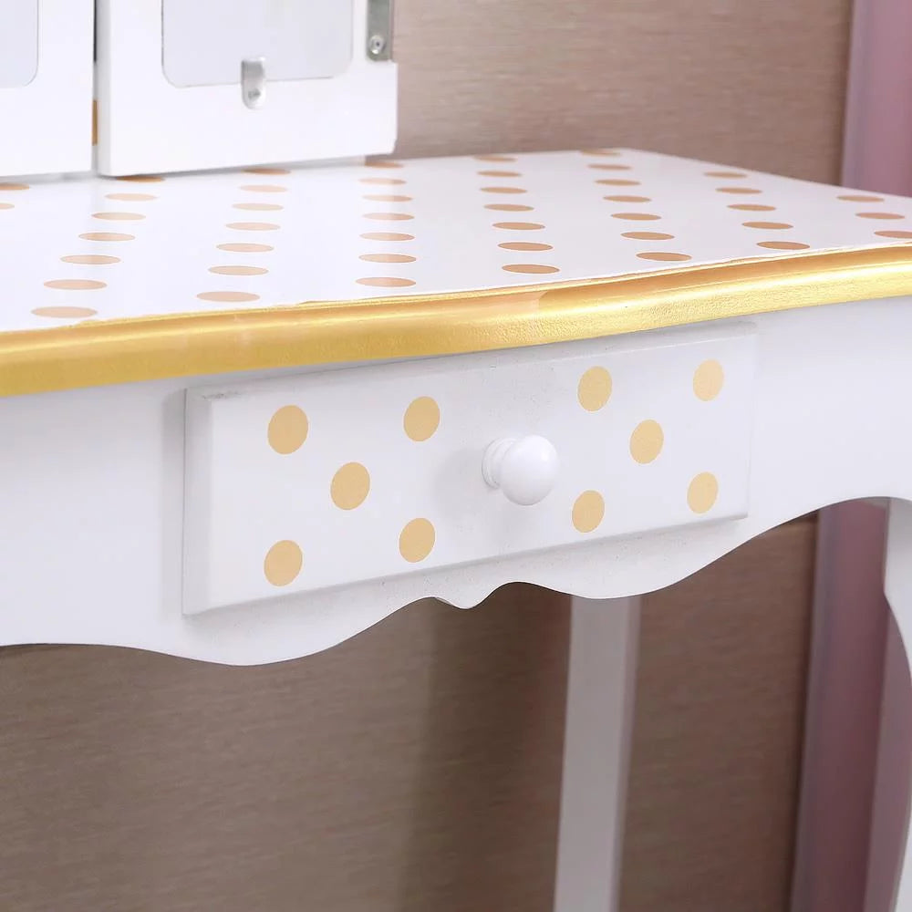 Kids Vanity Table and Stool Set with 3 Mirrors T210