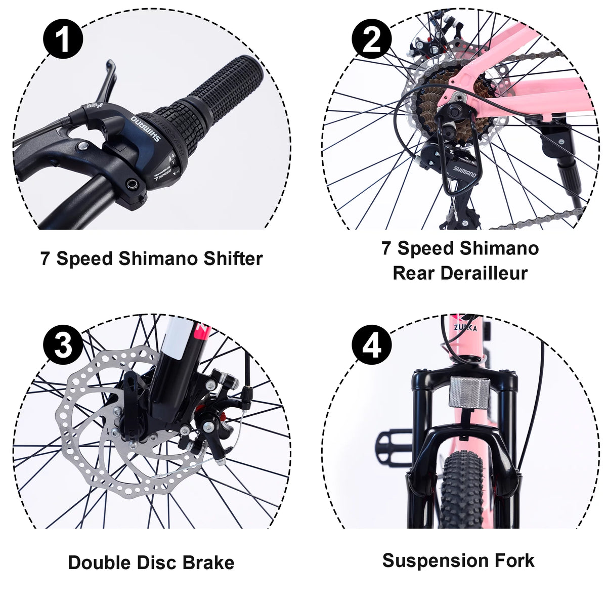 20" Carbon Steel 7-Speed Kids Mountain Bike F66447