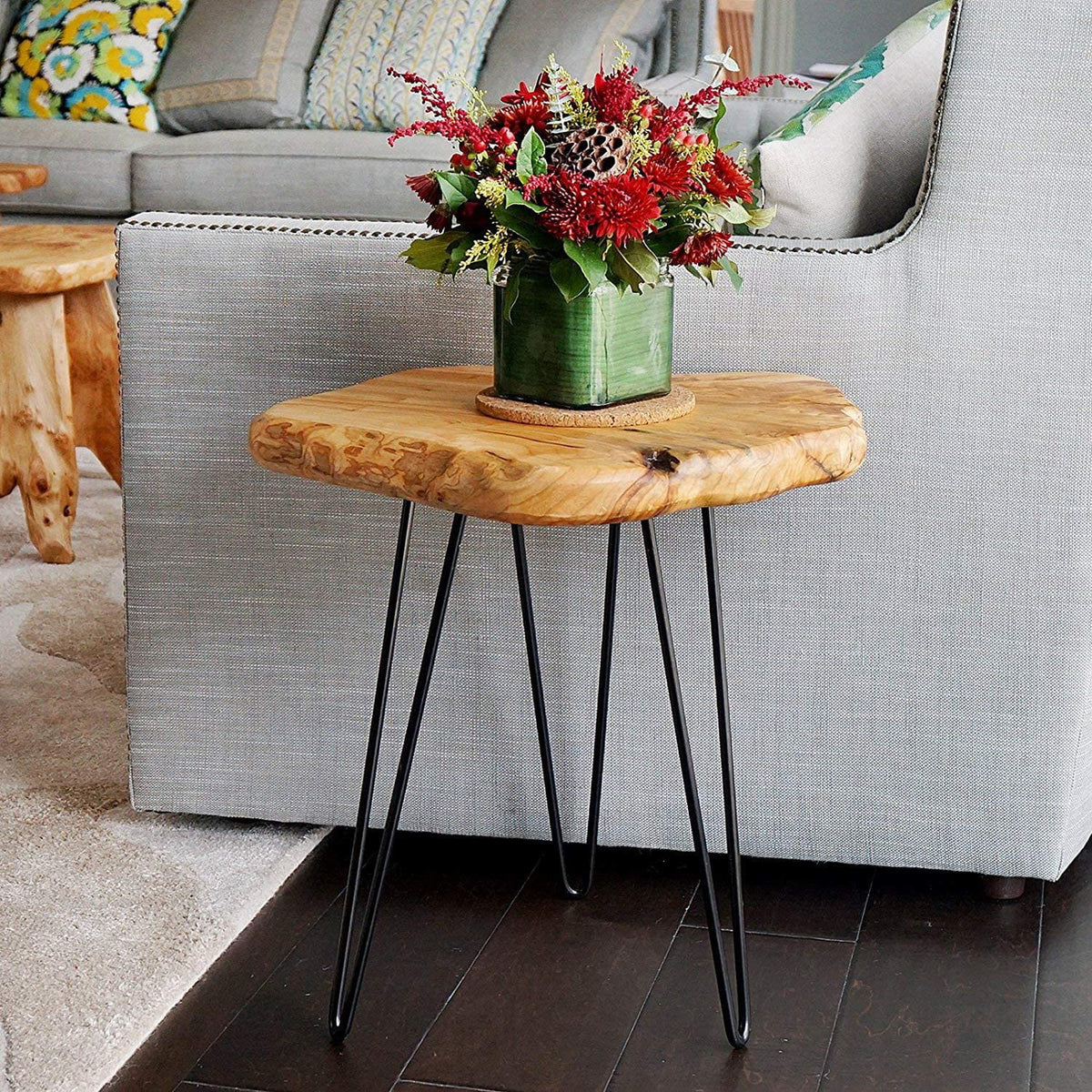 Live Edge Side Table with Hairpin Legs Q3235