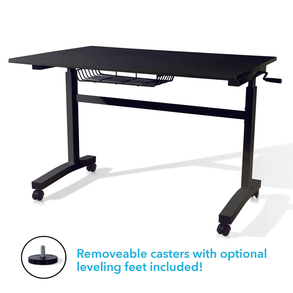 Black Height Adjustable Sit Stand Desk with Casters P17123